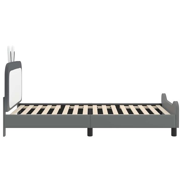 Grote foto vidaxl bedframe voor kinderen met hoofdbord lichtgrijs 80 x 200 cm pu antiek en kunst stoelen en banken