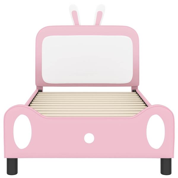 Grote foto vidaxl bedframe voor kinderen met hoofdbord roze 80 x 200 cm pu antiek en kunst stoelen en banken