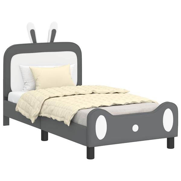Grote foto vidaxl bedframe voor kinderen met hoofdbord lichtgrijs 80 x 160 cm pu antiek en kunst stoelen en banken