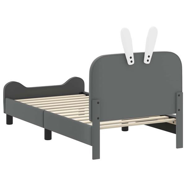 Grote foto vidaxl bedframe voor kinderen met hoofdbord lichtgrijs 80 x 160 cm pu antiek en kunst stoelen en banken