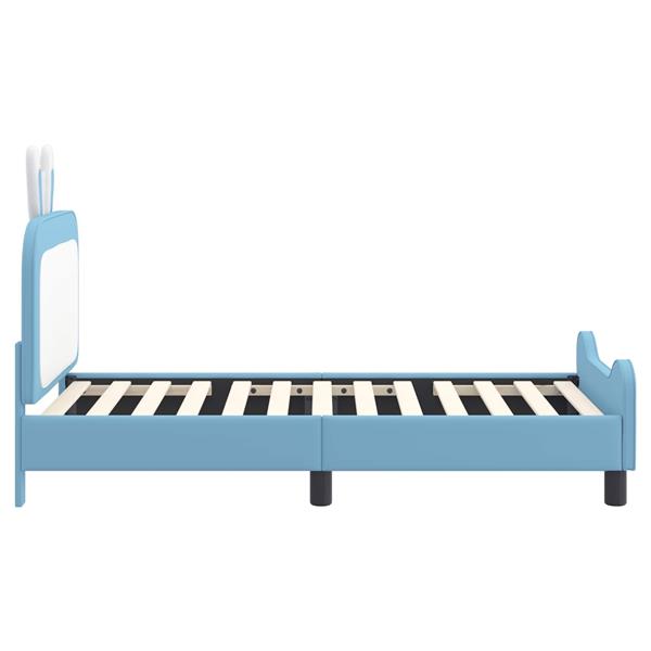 Grote foto vidaxl bedframe voor kinderen met hoofdbord blauw 80 x 160 cm pu antiek en kunst stoelen en banken