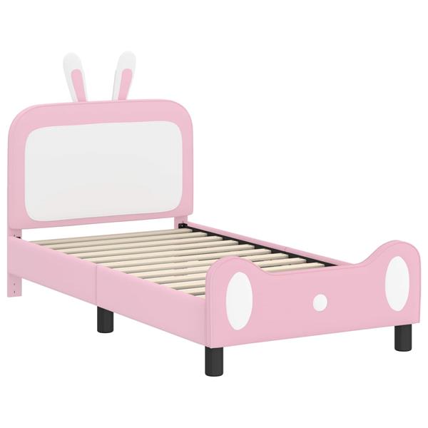 Grote foto vidaxl bedframe voor kinderen met hoofdbord roze 80 x 160 cm pu antiek en kunst stoelen en banken