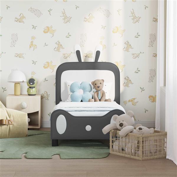 Grote foto vidaxl peuterbedframe met hoofdbord lichtgrijs 70 x 140 cm pu antiek en kunst stoelen en banken