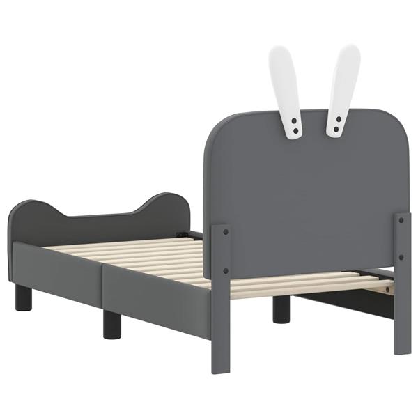 Grote foto vidaxl peuterbedframe met hoofdbord lichtgrijs 70 x 140 cm pu antiek en kunst stoelen en banken