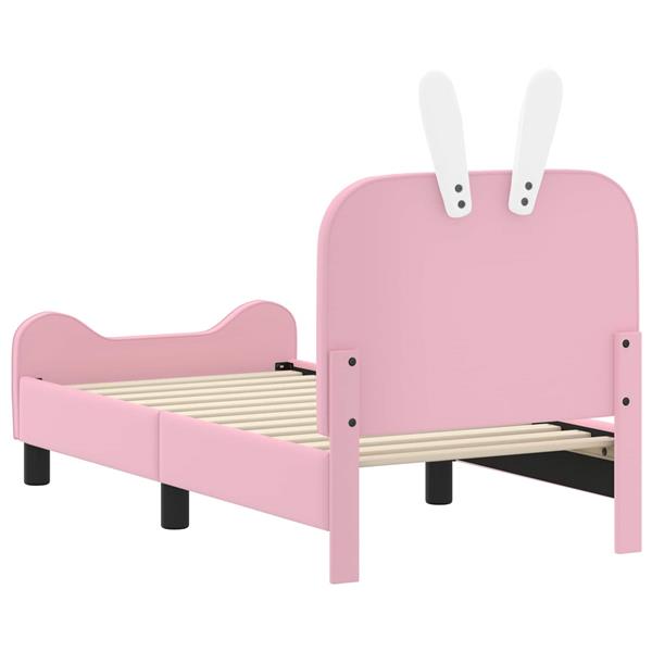 Grote foto vidaxl peuterbedframe met hoofdbord met hoofdeinde roze 70 x 140 cm pu antiek en kunst stoelen en banken