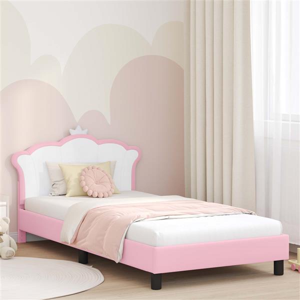 Grote foto vidaxl bedframe voor kinderen met hoofdbord roze 90 x 200 cm pu antiek en kunst stoelen en banken