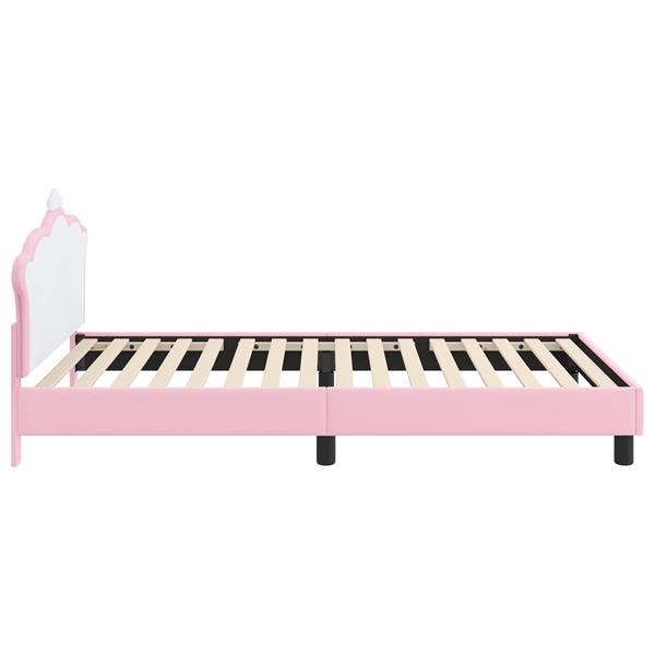 Grote foto vidaxl bedframe voor kinderen met hoofdbord roze 90 x 190 cm pu antiek en kunst stoelen en banken