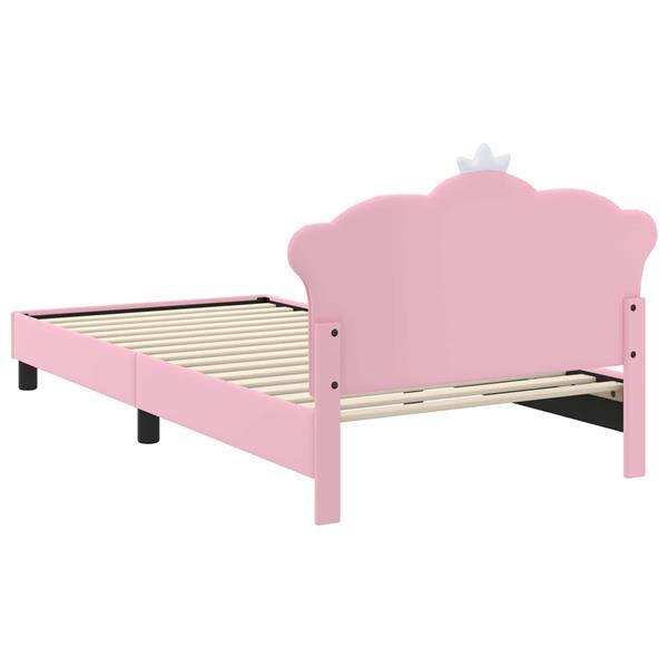 Grote foto vidaxl bedframe voor kinderen met hoofdbord roze 90 x 190 cm pu antiek en kunst stoelen en banken