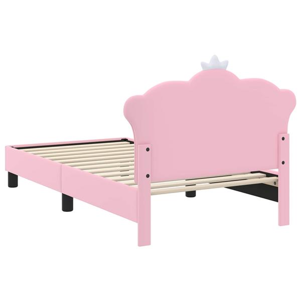Grote foto vidaxl bedframe voor kinderen met hoofdbord roze 80 x 160 cm pu antiek en kunst stoelen en banken