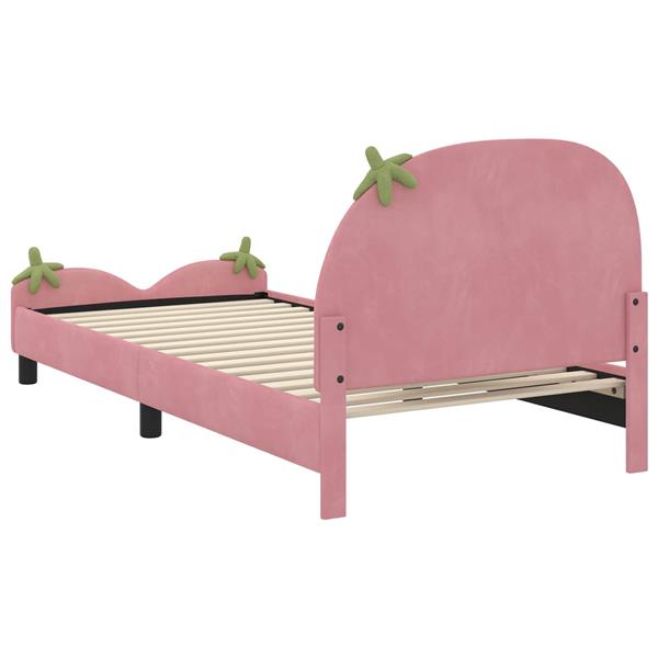 Grote foto vidaxl bedframe voor kinderen met hoofdbord roze 90 x 190 cm fluweel antiek en kunst stoelen en banken