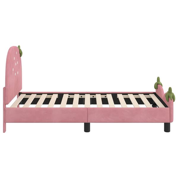 Grote foto vidaxl bedframe voor kinderen met hoofdbord roze 80 x 160 cm fluweel antiek en kunst stoelen en banken