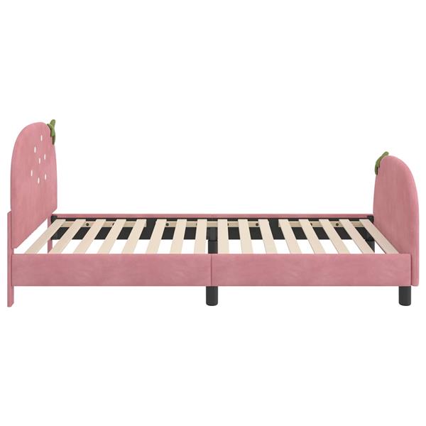 Grote foto vidaxl bedframe voor kinderen met hoofdbord roze 80 x 200 cm fluweel antiek en kunst stoelen en banken