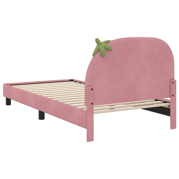 Grote foto vidaxl bedframe voor kinderen met hoofdbord roze 90 x 200 cm fluweel antiek en kunst stoelen en banken