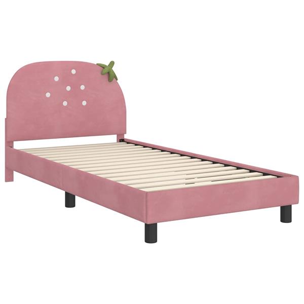 Grote foto vidaxl bedframe voor kinderen met hoofdbord roze 80 x 200 cm fluweel antiek en kunst stoelen en banken