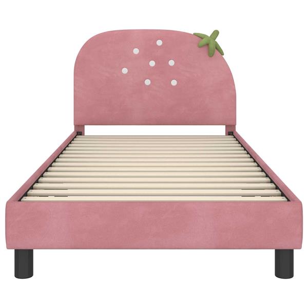 Grote foto vidaxl bedframe voor kinderen met hoofdbord roze 80 x 200 cm fluweel antiek en kunst stoelen en banken
