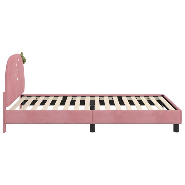 Grote foto vidaxl bedframe voor kinderen met hoofdbord roze 80 x 200 cm fluweel antiek en kunst stoelen en banken