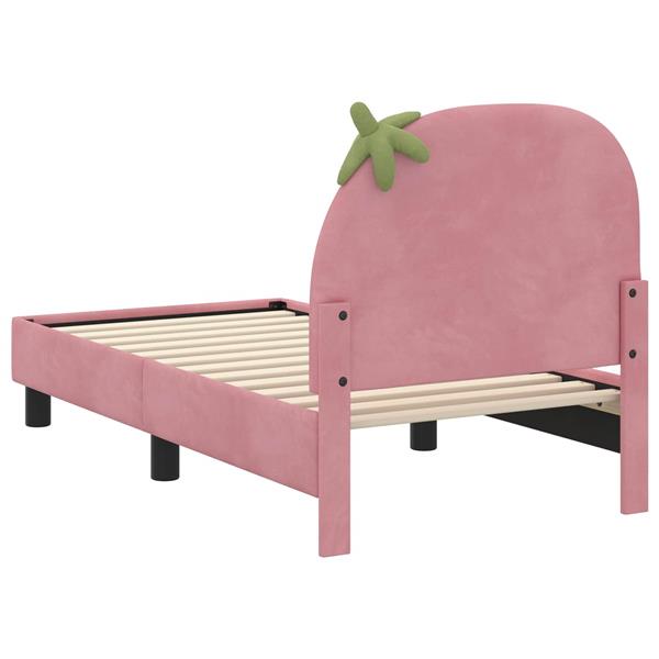 Grote foto vidaxl peuterbedframe met hoofdbord roze 70 x 140 cm fluweel antiek en kunst stoelen en banken