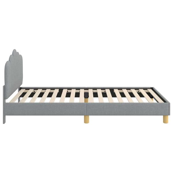 Grote foto vidaxl peuterbedframe met hoofdbord lichtgrijs 90 x 190 cm stof antiek en kunst stoelen en banken