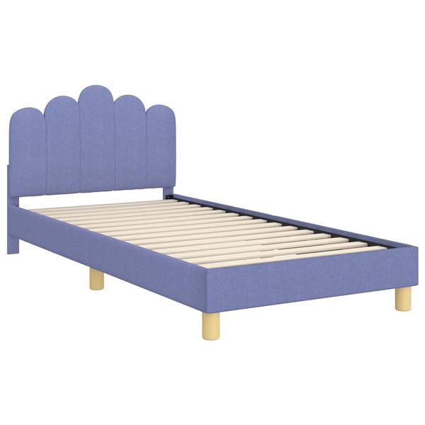Grote foto vidaxl peuterbedframe met hoofdbord jeans blauw 80 x 200 cm stof antiek en kunst stoelen en banken