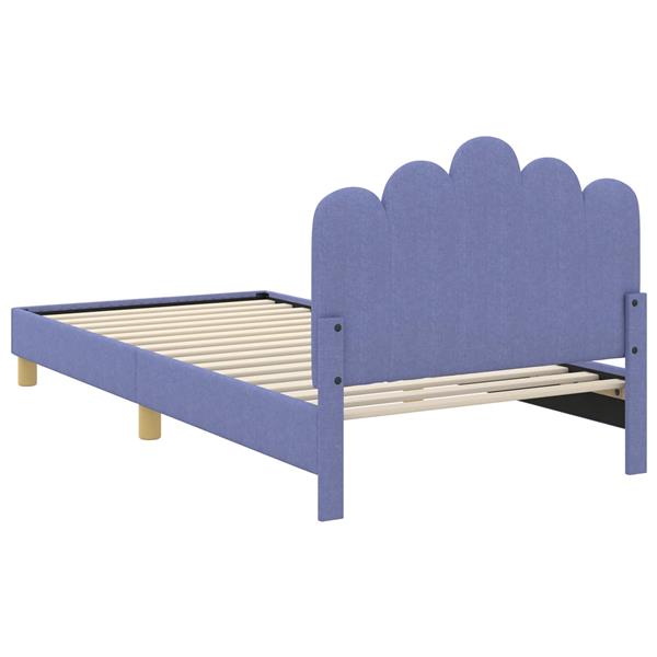 Grote foto vidaxl peuterbedframe met hoofdbord jeans blauw 80 x 200 cm stof antiek en kunst stoelen en banken