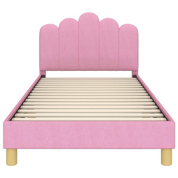 Grote foto vidaxl peuterbedframe met hoofdbord roze 80 x 200 cm stof antiek en kunst stoelen en banken