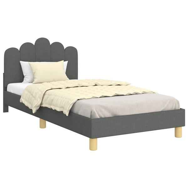 Grote foto vidaxl peuterbedframe met hoofdbord donkergrijs 80 x 200 cm stof antiek en kunst stoelen en banken