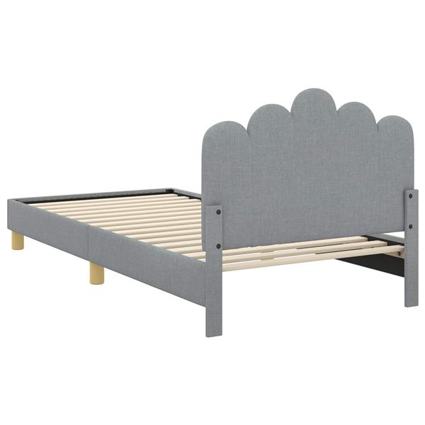 Grote foto vidaxl peuterbedframe met hoofdbord lichtgrijs 80 x 200 cm stof antiek en kunst stoelen en banken