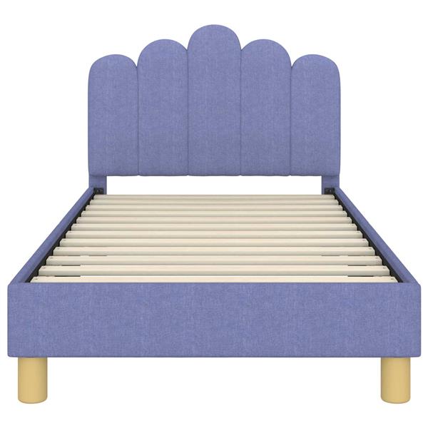 Grote foto vidaxl peuterbedframe met hoofdbord jeans blauw 80 x 160 cm stof antiek en kunst stoelen en banken