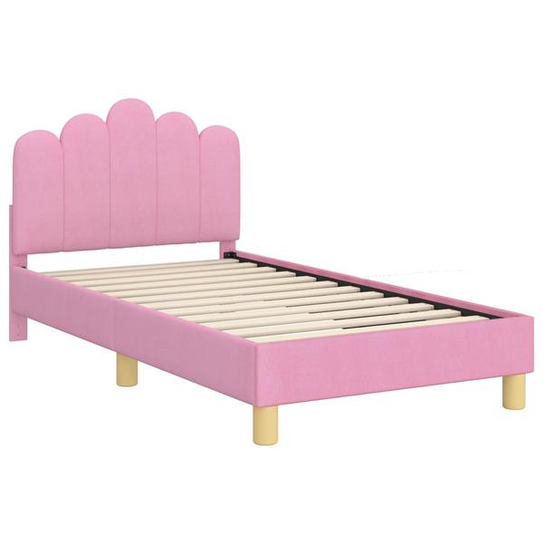 Grote foto vidaxl peuterbedframe met hoofdbord roze 80 x 160 cm stof antiek en kunst stoelen en banken