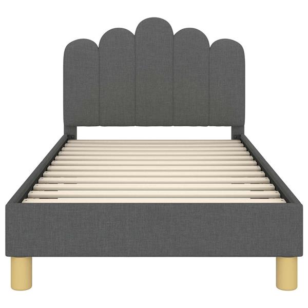 Grote foto vidaxl peuterbedframe met hoofdbord donkergrijs 80 x 160 cm stof antiek en kunst stoelen en banken