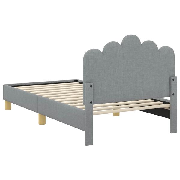 Grote foto vidaxl peuterbedframe met hoofdbord lichtgrijs 80 x 160 cm stof antiek en kunst stoelen en banken