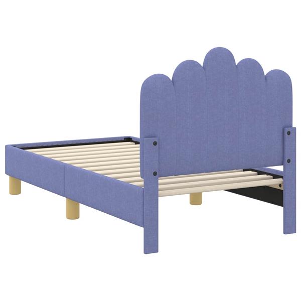 Grote foto vidaxl peuterbedframe met hoofdbord jeans blauw 70 x 140 cm stof antiek en kunst stoelen en banken