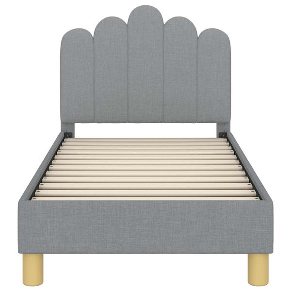 Grote foto vidaxl peuterbedframe met hoofdbord lichtgrijs 70 x 140 cm stof antiek en kunst stoelen en banken