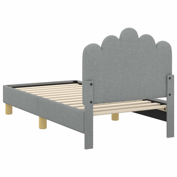 Grote foto vidaxl peuterbedframe met hoofdbord lichtgrijs 70 x 140 cm stof antiek en kunst stoelen en banken