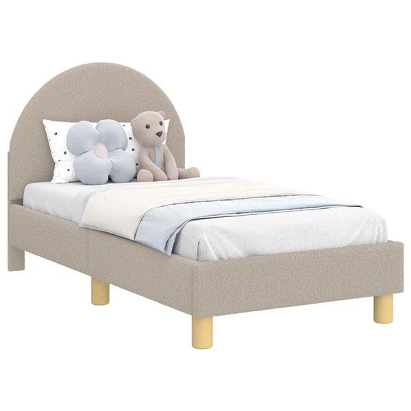 Grote foto vidaxl peuterbedframe met hoofdbord lichtgrijs 70 x 140 cm schapenstof antiek en kunst stoelen en banken