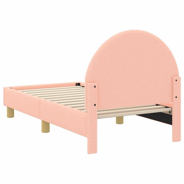 Grote foto vidaxl peuterbedframe met hoofdbord roze 70 x 140 cm schapenstof antiek en kunst stoelen en banken
