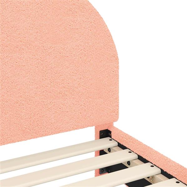 Grote foto vidaxl peuterbedframe met hoofdbord roze 70 x 140 cm schapenstof antiek en kunst stoelen en banken