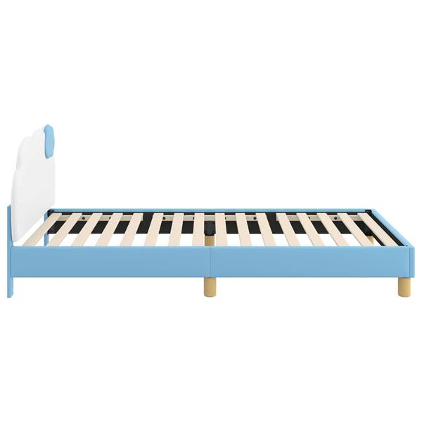 Grote foto vidaxl bedframe voor kinderen met hoofdbord blauw 90 x 190 cm pu antiek en kunst stoelen en banken