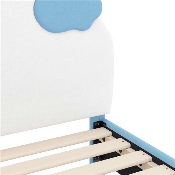 Grote foto vidaxl bedframe voor kinderen met hoofdbord blauw 80 x 200 cm pu antiek en kunst stoelen en banken