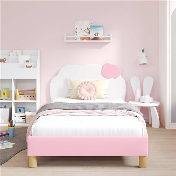Grote foto vidaxl bedframe voor kinderen met hoofdbord roze 80 x 200 cm pu antiek en kunst stoelen en banken