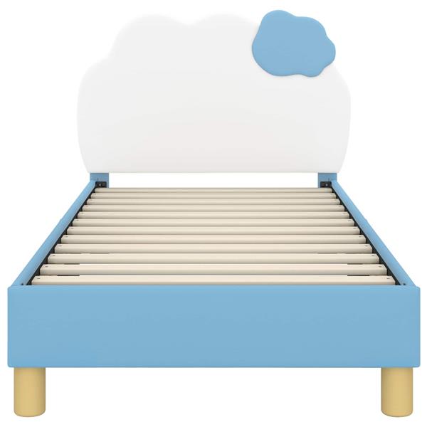 Grote foto vidaxl bedframe voor kinderen met hoofdbord blauw 80 x 160 cm pu antiek en kunst stoelen en banken