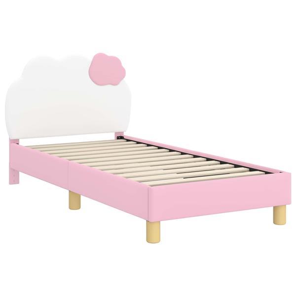 Grote foto vidaxl bedframe voor kinderen met hoofdbord roze 80 x 160 cm pu antiek en kunst stoelen en banken