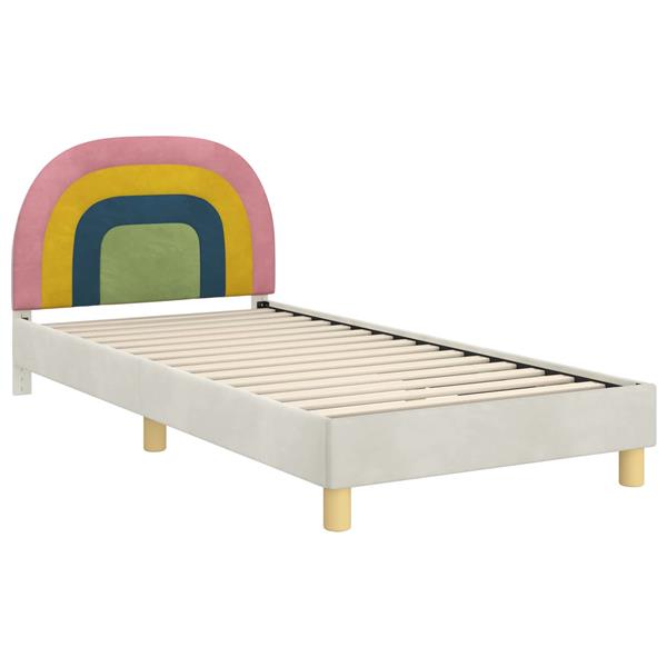 Grote foto vidaxl bedframe voor kinderen met hoofdbord cr me 90 x 190 cm fluweel antiek en kunst stoelen en banken