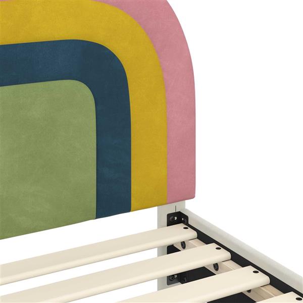 Grote foto vidaxl bedframe voor kinderen met hoofdbord cr me 90 x 190 cm fluweel antiek en kunst stoelen en banken