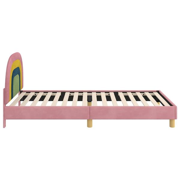Grote foto vidaxl bedframe voor kinderen met hoofdbord roze 80 x 200 cm fluweel antiek en kunst stoelen en banken