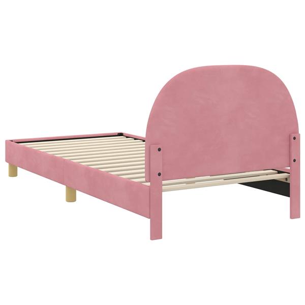 Grote foto vidaxl bedframe voor kinderen met hoofdbord roze 80 x 200 cm fluweel antiek en kunst stoelen en banken