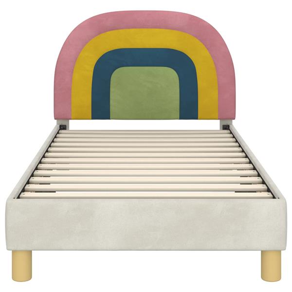 Grote foto vidaxl bedframe voor kinderen met hoofdbord cr me 80 x 160 cm fluweel antiek en kunst stoelen en banken