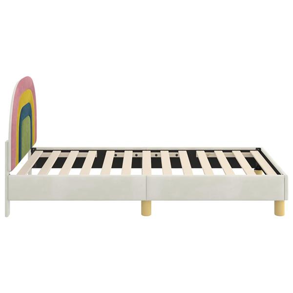 Grote foto vidaxl bedframe voor kinderen met hoofdbord cr me 80 x 160 cm fluweel antiek en kunst stoelen en banken