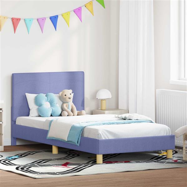 Grote foto vidaxl bedframe voor kinderen met hoofdbord jeans blauw 90 x 200 cm antiek en kunst stoelen en banken