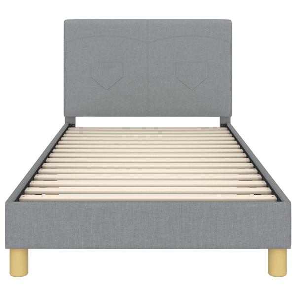 Grote foto vidaxl bedframe voor kinderen met hoofdbord lichtgrijs 90 x 190 cm antiek en kunst stoelen en banken